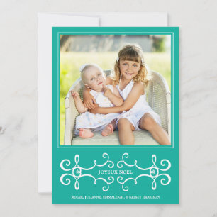 Elégant Joyeux Noel Carte photo de vacances / Aqua