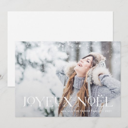 Elegant Joyeux Noel | Kerstkaart met één foto (Voorkant / Achterkant)