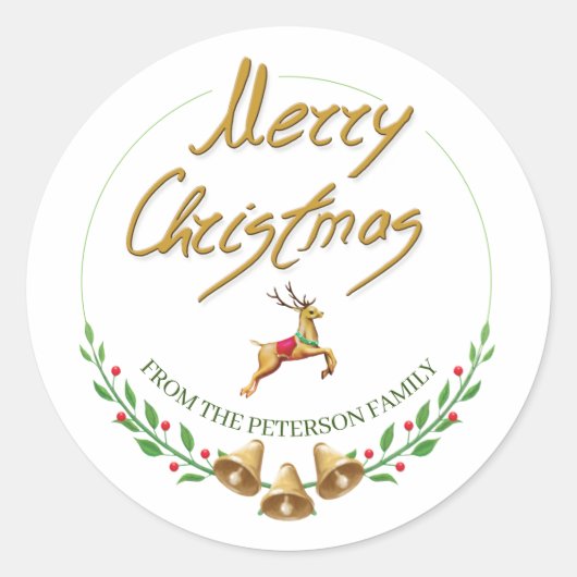 Élégant Joyeux Noël Personnalisé Nom Sticker (Devant)