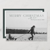 Élégant Joyeux Noël Vert 2 Carte photo (Devant / Derrière)