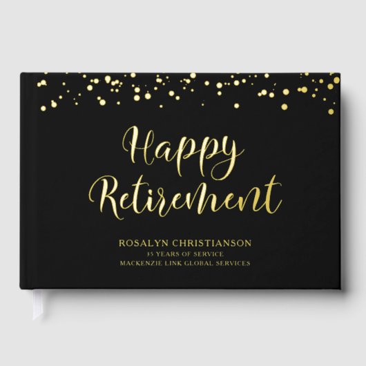 Élégant Joyeux Script de retraite Noir Or (Recto)