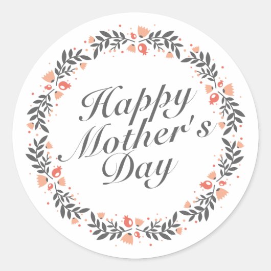Elégant Joyeux Sticker Floral Fête des Mères (Devant)