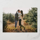 Élégant Joyeux Vacances Calligraphie Vert Photo (Recto)