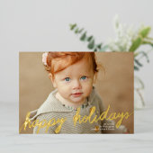 Elégant Joyeux Vacances Foil Carte photo de vacanc (Debout devant)