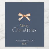 Elégant Joyeux Vin de Noël Étiquette avec Gold Bow (Étiquettes simples)