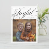 Elegant Joyful Calligraphy Photo White Feestdagenkaart (Staand voorkant)