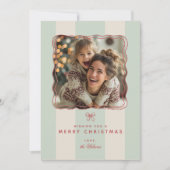 Elegant Joyful Stripe Happy Family Photo Christmas Feestdagenkaart (Voorkant)