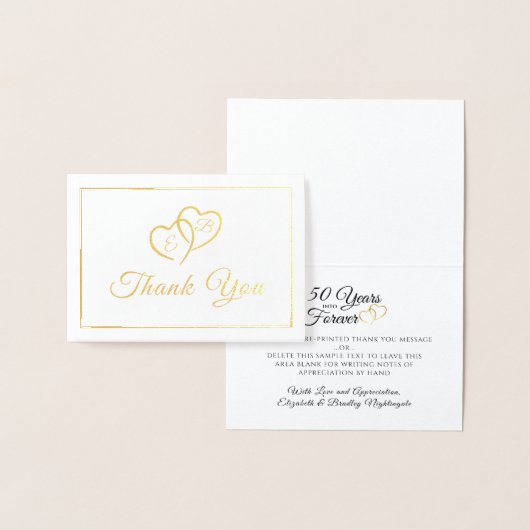 Elegant Jubileum Monogramed Hearts Hartelijk dank Folie Kaarten (Display)