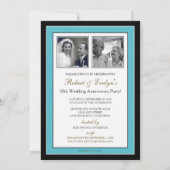 Elegant Jubileum Party Custom Invitation (aqua) Kaart (Achterkant)