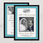 Elegant Jubileum Party Custom Invitation (aqua) Kaart (Voorkant / Achterkant)