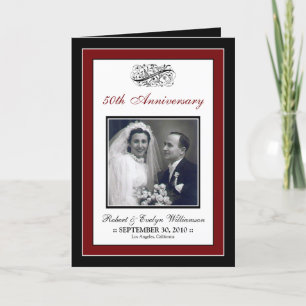 Elegant Jubileum Party Custom Kaart (rood)