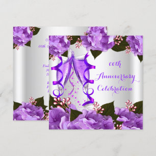 Elegant Jubileum Party Purple Flowers Kaart