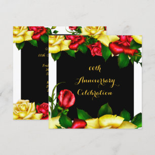 Elegant Jubileum Party Red Yellow Roses 3 Kaart