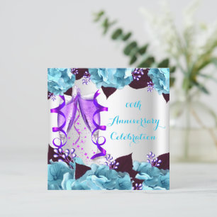 Elegant jubileumfeest Teal blauw paars 2 Kaart