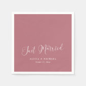 Elegant 'Just Married' Hart - Roos Gold Wedding Servet (Voorkant)