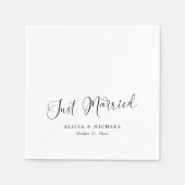 Elegant 'Just Married' Hart - Witte Bruiloft Servet (Voorkant)