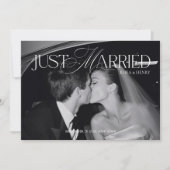 Elegant Just Married Photo Announcement Card Aankondiging (Voorkant)