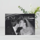 Elegant Just Married Photo Announcement Card Aankondiging (Staand voorkant)