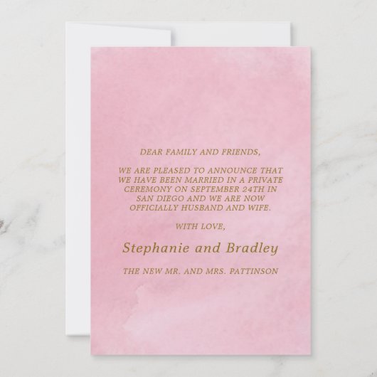 Élégant juste marié Mariage photo Faire-part (Dos)