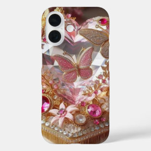 Elegant juweel vlinder met Rozen Design" iPhone 16 Hoesje