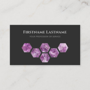 Elegant juwelier donkergrijs violet amethyst hexag visitekaartje