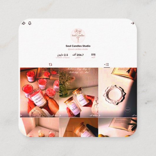 Elegant kaars Visitekaartje | Soul Candles Studio Contactkaartje (Achterkant)