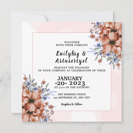 Elegant Kaart Wedding Invitation Design Vector (Voorkant)