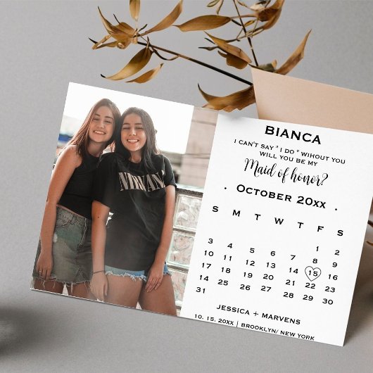 Elegant kalender bruidsmeisje van eer voorstel  kaart