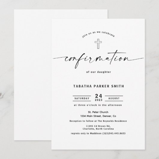 Elegant kalligrafie Bevestiging Kaart (Voorkant / Achterkant)