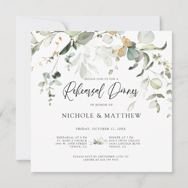 Elegant kalligrafie Eucalyptus-repetitie (Voorkant)