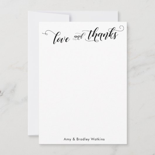 Elegant kalligrafie Hartelijk dank, zwart op wit p Bedankkaart (Voorkant)