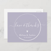Elegant kalligrafie - Lavender Weddenschap Bedankt Briefkaart (Voorkant / Achterkant)