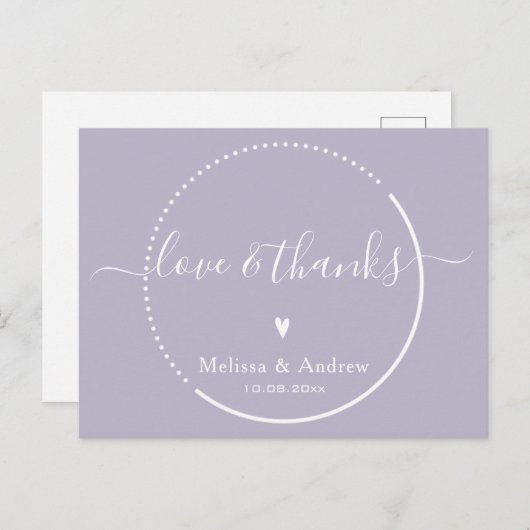 Elegant kalligrafie - Lavender Weddenschap Bedankt Briefkaart (Voorkant / Achterkant)