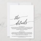 Elegant kalligrafie met details over het huwelijk kaart (Achterkant)