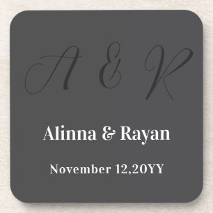 Elegant kalligrafie monogram huwelijkscript ontwer bier onderzetter
