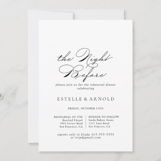 Elegant kalligrafie nacht voor repetitie avondmaal kaart (Voorkant)
