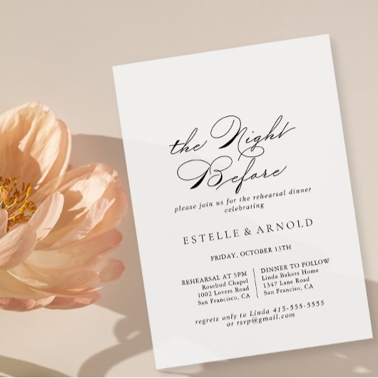 Elegant kalligrafie nacht voor repetitie avondmaal kaart