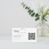 Elegant kalligrafie RSVP QR Code Weddenschap Informatiekaartje (Staand voorkant)
