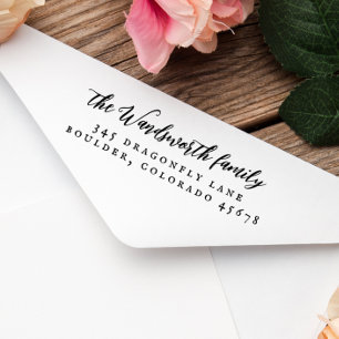Elegant  kalligrafie rustiek retouradres 	rubberstempel