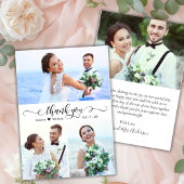 Elegant kalligrafie Script 3 Foto Collage Bruiloft Bedankkaart
