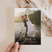 Elegant kalligrafie script aangepaste bruiloft bedankkaart