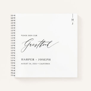 Elegant kalligrafie script bruiloft gastenboek notitieboek