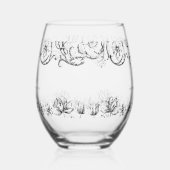 Elegant  kalligrafie script bruiloft wijnglas zonder voet (Rechts)