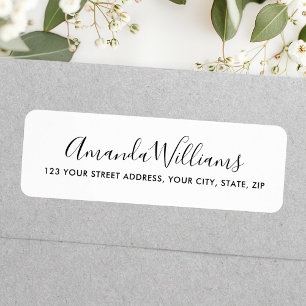 Elegant kalligrafie script eenvoudig wit adres etiket