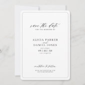 Elegant kalligrafie script eenvoudige bruiloft save the date (Voorkant)