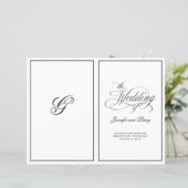 Elegant kalligrafie script gevouwen huwelijksprogr (Staand voorkant)