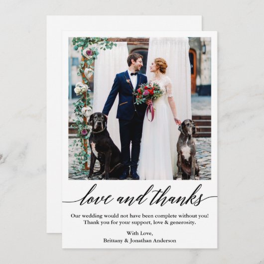 Elegant kalligrafie script liefde Bedankt bruiloft (Voorkant / Achterkant)