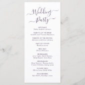 Elegant kalligrafie Script Paarse bruiloft ceremon Programma (Achterkant)