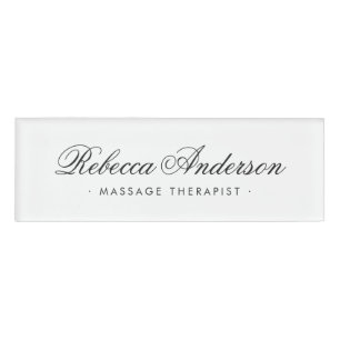 Elegant kalligrafie script wit marmer adres naambadge