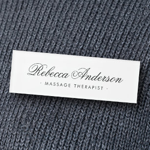 Elegant kalligrafie script wit marmer adres naambadge